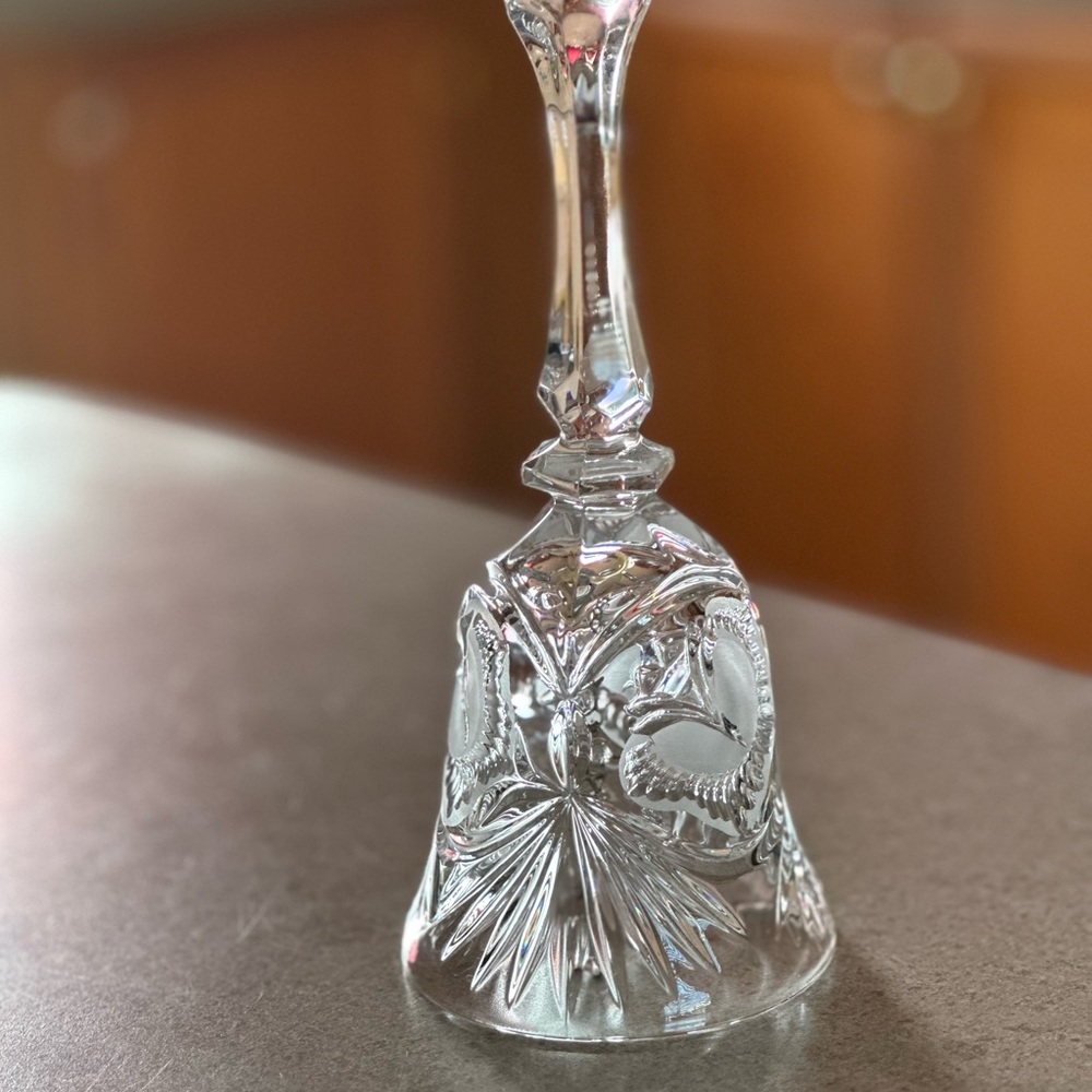 Artisan Crystal Glass Bell with Floral Design